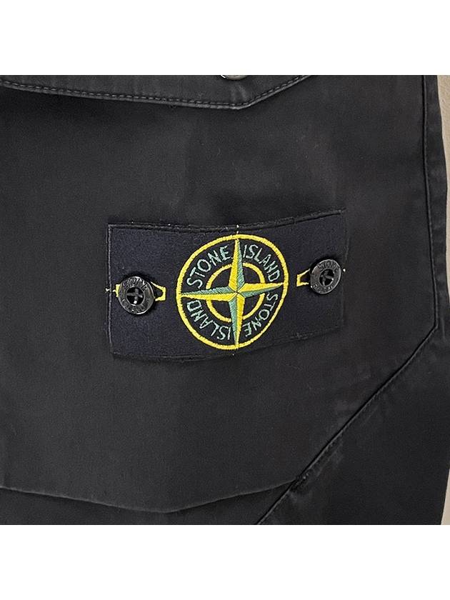 33908 Organic Cotton Satin Stretch Cargo Straight Pants Black - STONE ISLAND - BALAAN 6