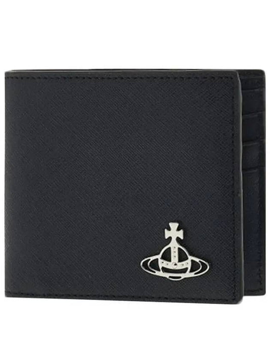 Vegan Biogreen Saffiano Billfold Half Wallet Black - VIVIENNE WESTWOOD - BALAAN 2