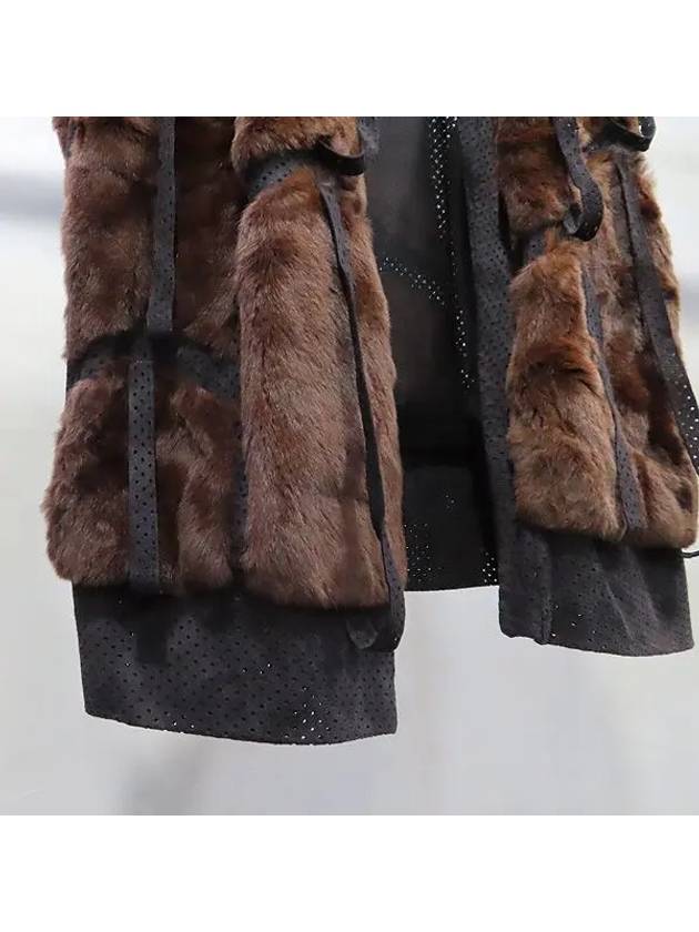 Brown Color Mustela Goat Leather Women s Real Fur Vest - LOEWE - BALAAN 3