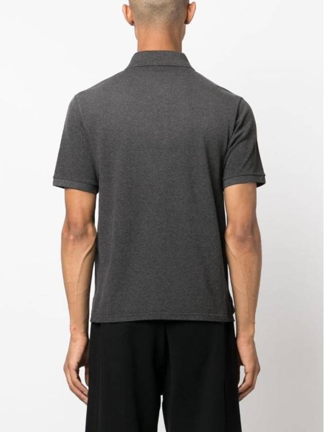 Cassandre Cotton Polo Shirt Grey - SAINT LAURENT - BALAAN 3