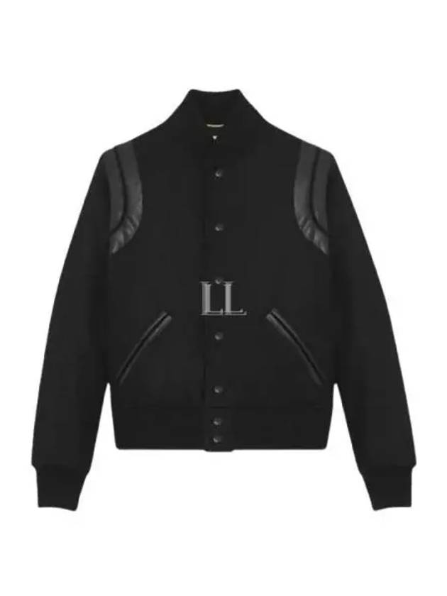 Women's Wool Varsity Bomber Jacket Black - SAINT LAURENT - BALAAN 2