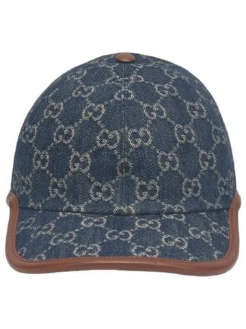 GG Denim Ball Cap Blue Ivory Hat - GUCCI - BALAAN 1
