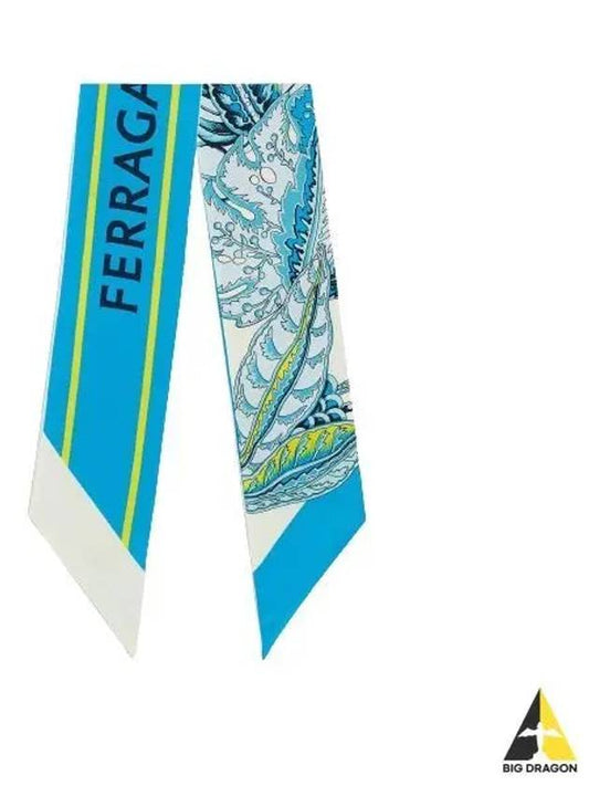 Togo Print Silk Scarf Turquoise - SALVATORE FERRAGAMO - BALAAN 2