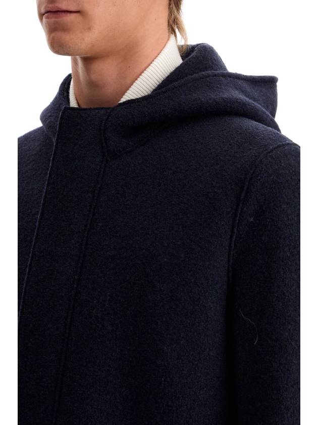 hooded wool coat in boiled wool - HARRIS WHARF LONDON - BALAAN 4