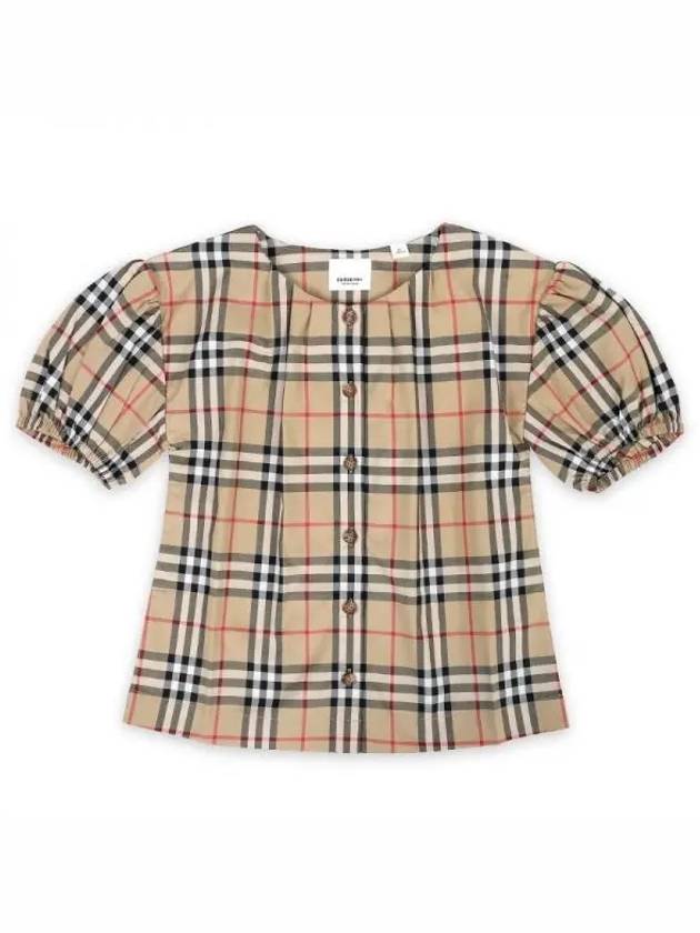 Kids Vintage Check Short Sleeve Blouse Beige - BURBERRY - BALAAN 2