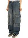 Distressed Finish Denim Wide Jeans Blue - GOLDEN GOOSE - BALAAN 5