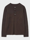 Cotton ribbed henley neck knit deep brown - NOIRER - BALAAN 3