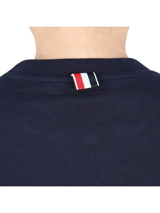 Engineered 4 Bar Stripe Loopback Jersey Knit Crewneck Sweatshirt Navy - THOM BROWNE - 11