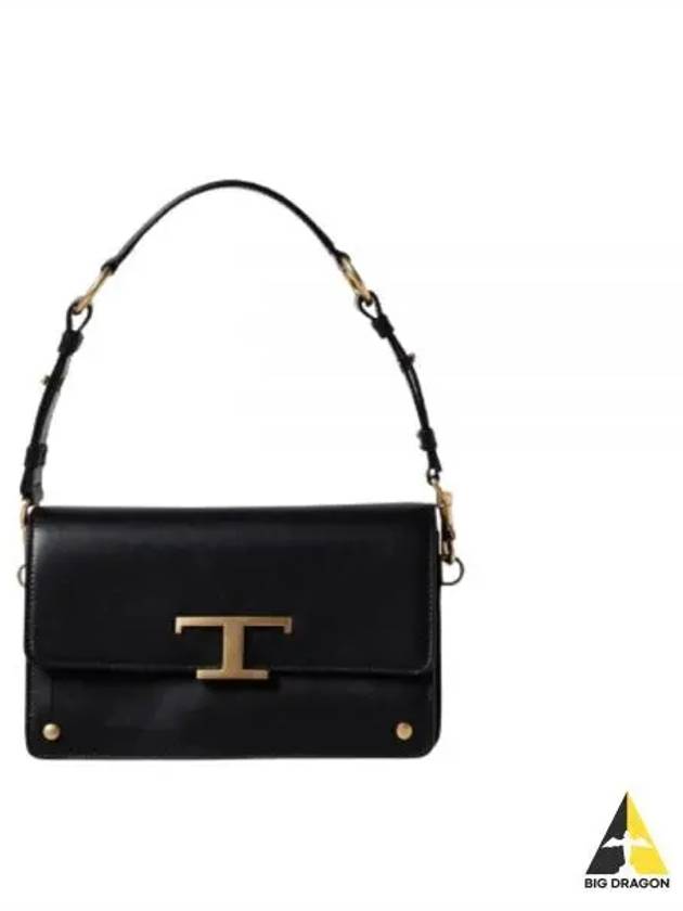 T Monogram Leather Shoulder Bag Black - TOD'S - BALAAN 2