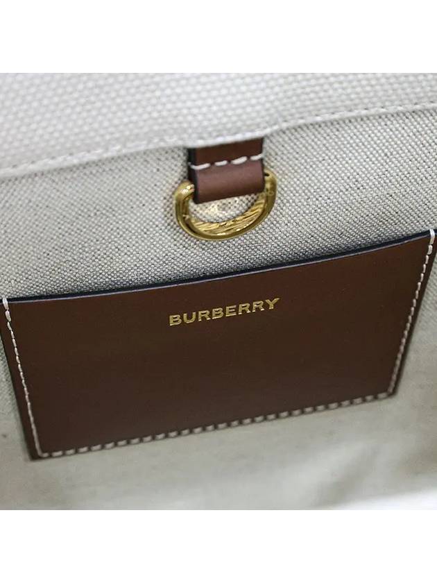 Mini Two-Tone Canvas and Leather Freya Tote Bag Natural Tan - BURBERRY - BALAAN 10