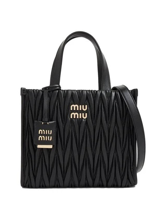 Matelasse Nappa Leather Tote Bag Black - MIU MIU - BALAAN 1