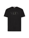 VLTN Logo Print Cotton Short Sleeve T-Shirt Black - VALENTINO - BALAAN 1