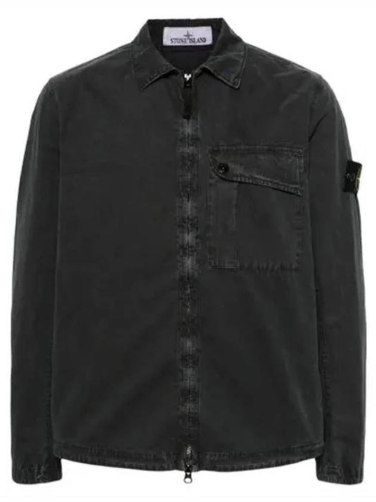 Old Treatment Garment Dyed Overshirt Jacket Charcoal - STONE ISLAND - BALAAN 2
