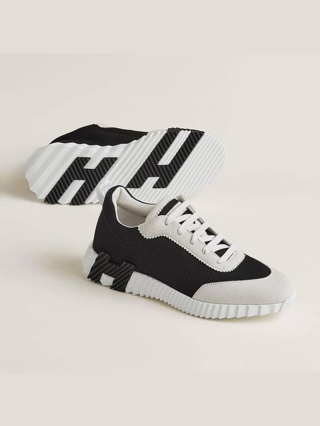 Bouncing Sneakers Mesh Suede Goatskin & Noir Blanc - HERMES - BALAAN 4