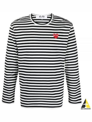 AZ T164 051 1 P1T164 AX Red Heart Waffen Stripe Long Sleeve T Shirt - COMME DES GARCONS - BALAAN 1