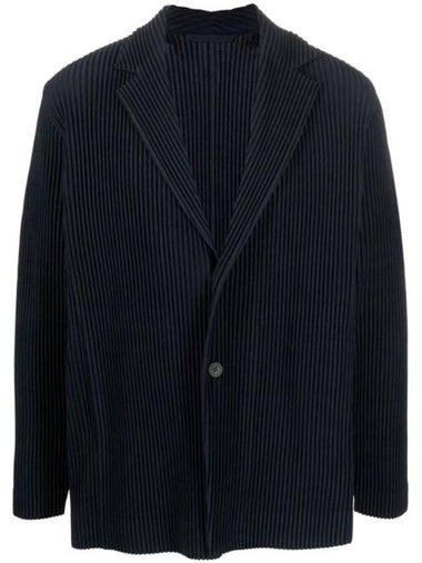 Pleated Fabric Jacket Navy - ISSEY MIYAKE - BALAAN 1