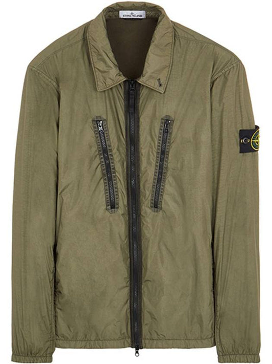 Garment Dyed Crinkle Reps Over Long Sleeve Shirt Olive - STONE ISLAND - BALAAN 2