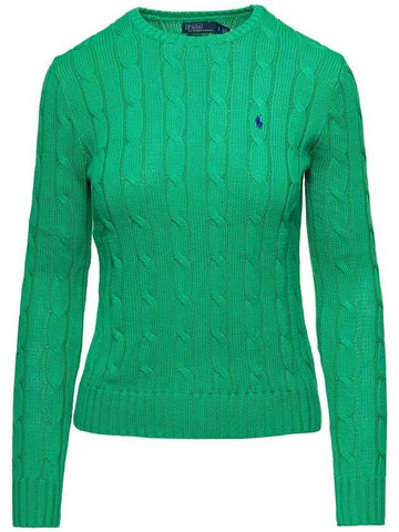Embroidered Pony Logo Cable Knit Top Green - POLO RALPH LAUREN - BALAAN 1