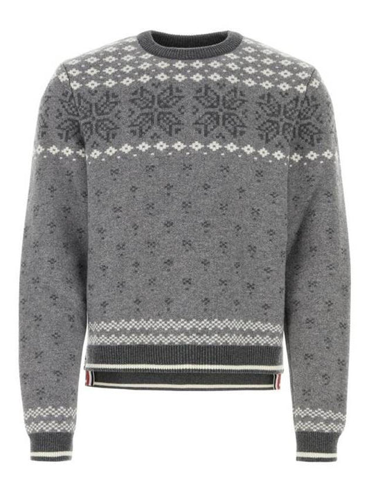 Snowflake Fair Isle Wool Knit Top Grey - THOM BROWNE - BALAAN 2