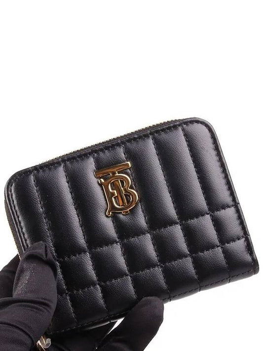 Lola Zipper Quilted Leather Half Wallet Black - BURBERRY - BALAAN 2