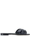 Tribute Smooth Leather Flat Mules Black - SAINT LAURENT - BALAAN 2