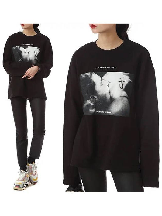 HEAVENBlack and White White Print Women's Sweatshirt NUS19264 009 - IH NOM UH NIT - BALAAN 1