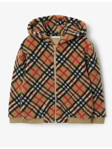 Kids Vintage Check Hooded Fleece Jacket Archive Beige - BURBERRY - BALAAN 1