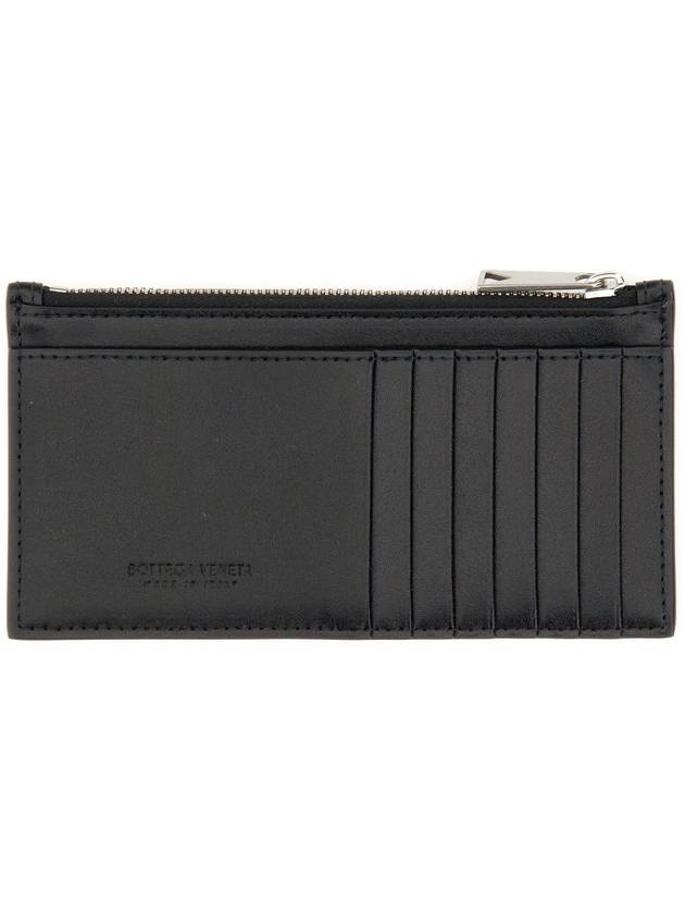 Intrecciato Zipper Leather Card Wallet Black - BOTTEGA VENETA - BALAAN 3