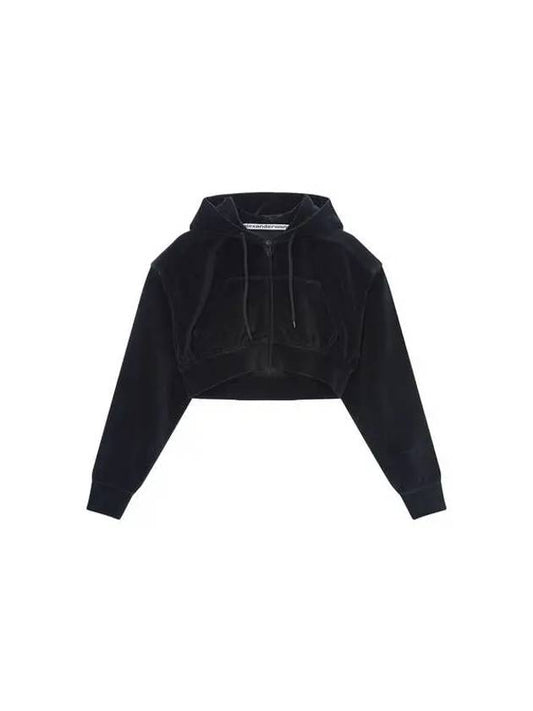 Power shoulder velor hood zipup black 271727 - ALEXANDER WANG - BALAAN 1