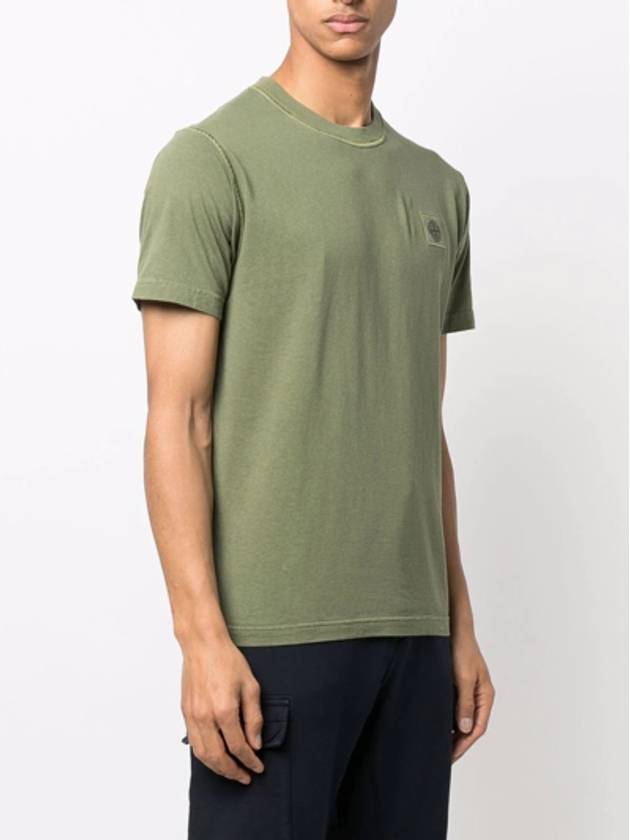 Pisato Effect Logo Patch Short Sleeve T-Shirt Green - STONE ISLAND - BALAAN 4