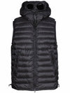 Men's Goggle Lens Hooded Quilted Padded Vest Black - CP COMPANY - BALAAN 1