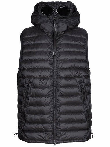 Men's Goggle Lens Hooded Quilted Padded Vest Black - CP COMPANY - BALAAN 1