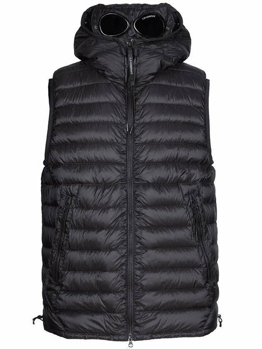 Men's Goggle Lens Hooded Quilted Padded Vest Black - CP COMPANY - BALAAN 1