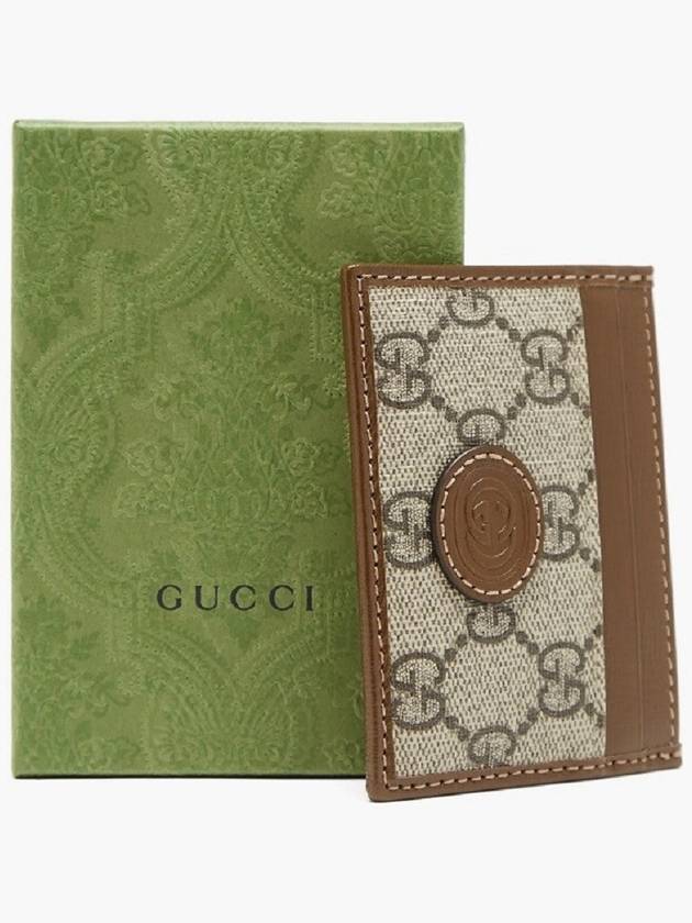 Interlocking G Card Case Beige Ebony Brown - GUCCI - BALAAN 5