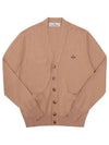 ORB Embroidery Logo V Neck Cardigan Beige - VIVIENNE WESTWOOD - BALAAN 3