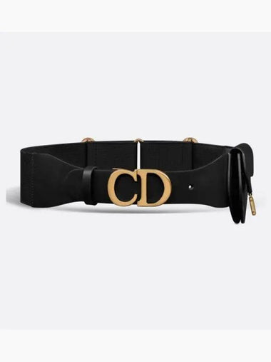 Saddle Supple Calfskin Technical Fabric 60mm Pouch Belt Black - DIOR - BALAAN 1