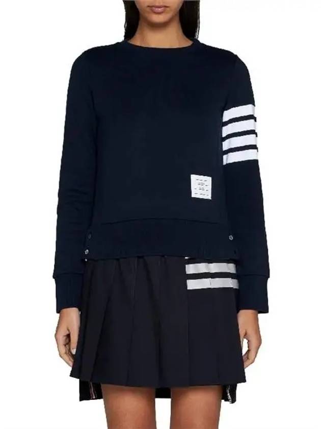 Engineered 4 Bar Stripe Loopback Jersey Knit Crewneck Sweatshirt Navy - THOM BROWNE - BALAAN 3