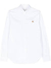 Fox Head Embroidery Long Sleeve Shirt White - MAISON KITSUNE - BALAAN 1