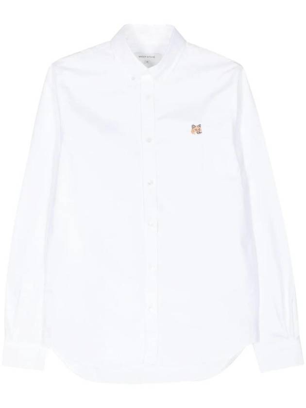 Fox Head Embroidery Long Sleeve Shirt White - MAISON KITSUNE - BALAAN 1