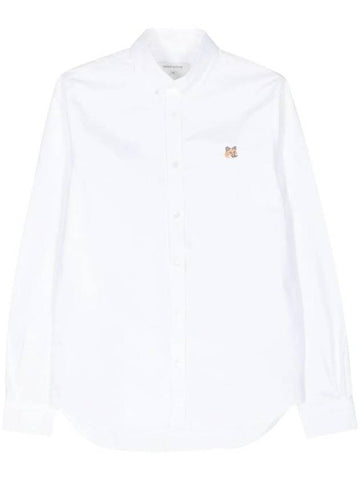 Fox Head Embroidery Long Sleeve Shirt White - MAISON KITSUNE - BALAAN 1