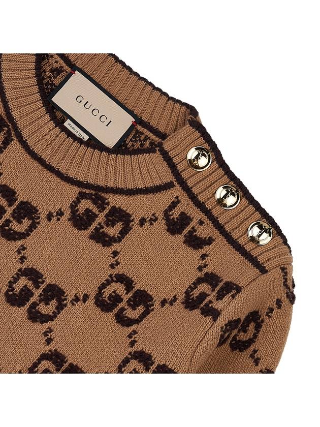 GG Bouclé Jacquard Crew Neck Wool Knit Top Camel - GUCCI - BALAAN 7