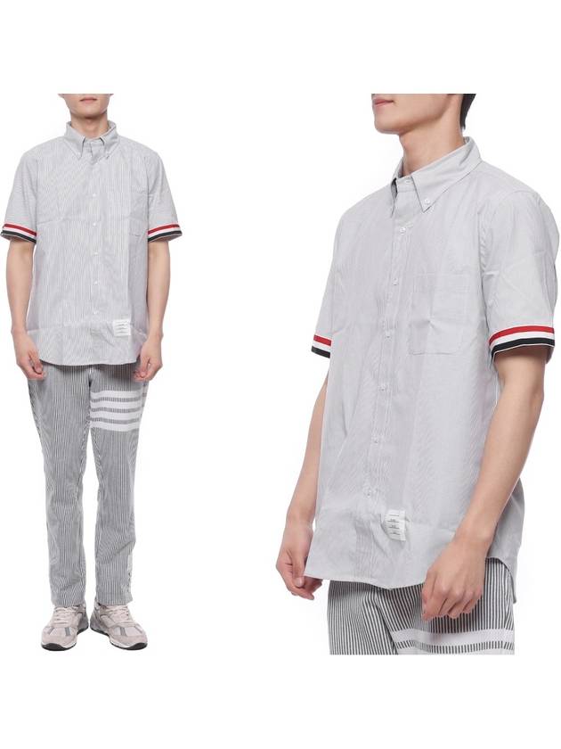 Men's Pincode Armband Short Sleeve Shirt Grey - THOM BROWNE - BALAAN 3