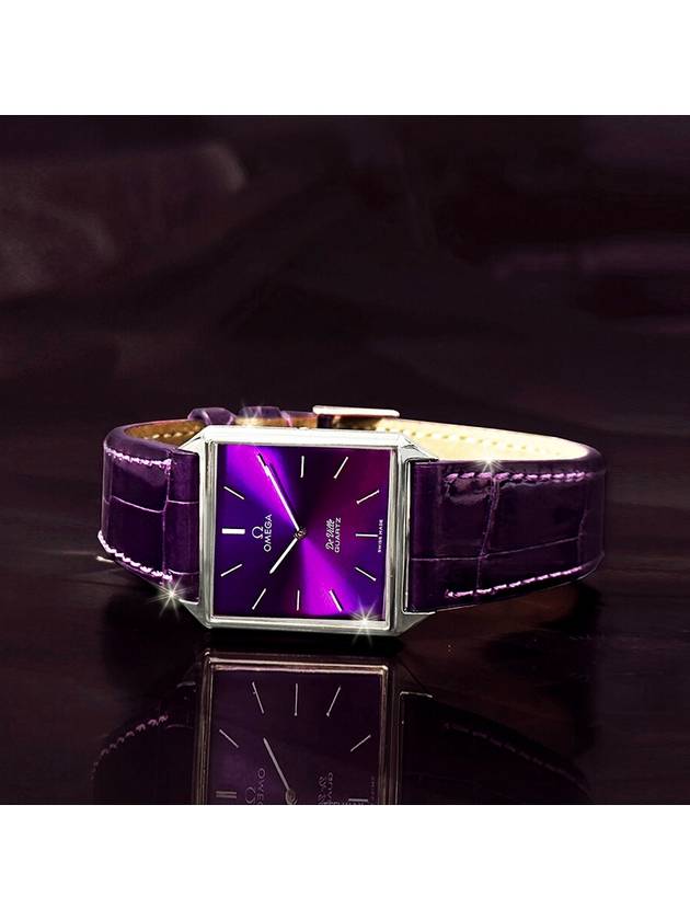 Deville Purple Dial Natural Crocodile Band Unisex Quartz Watch - OMEGA - BALAAN 7