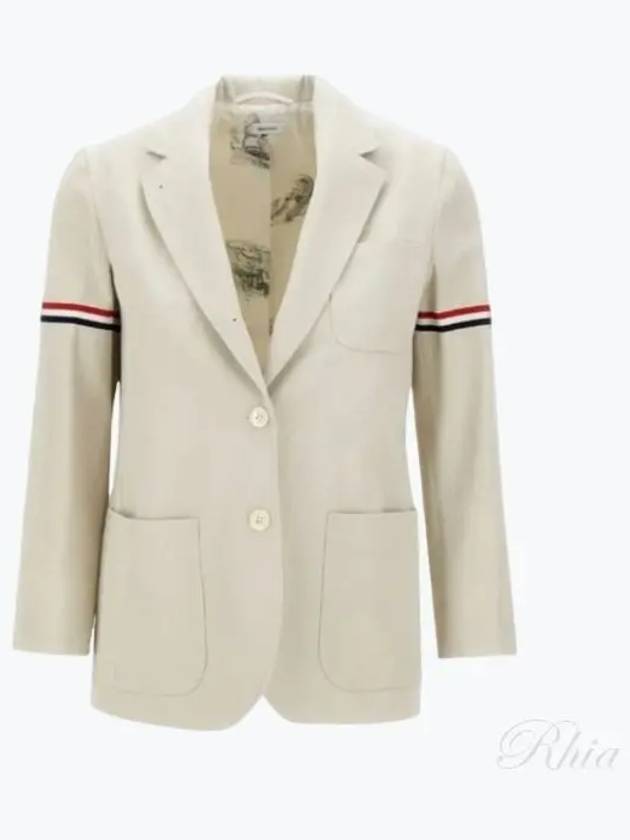 Women's RWB Tab Crop Sleeve Blazer Jacket Natural White - THOM BROWNE - BALAAN 2