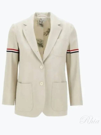 Women's RWB Tab Crop Sleeve Blazer Jacket Natural White - THOM BROWNE - BALAAN 2