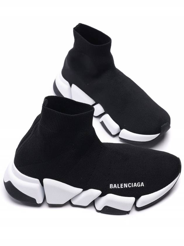 Women's Speed 2.0 Trainer Black Knit White Sole High Top Sneakers Black - BALENCIAGA - BALAAN 6