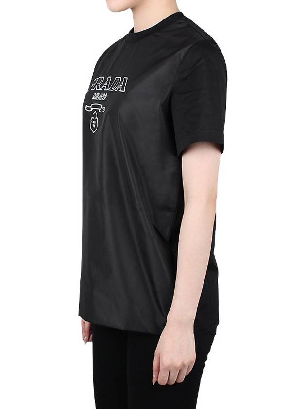 Logo Jersey Crew Neck Short Sleeve T-shirt Black - PRADA - BALAAN 4