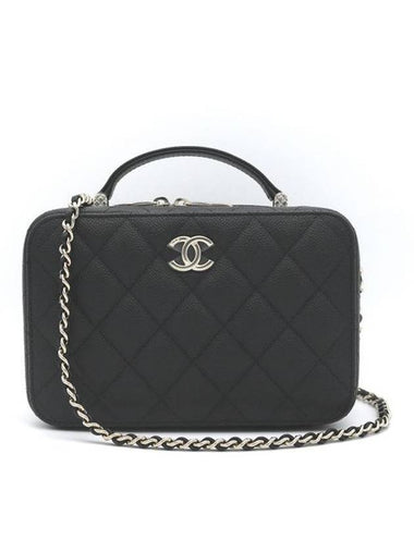 CC Logo Vanity Caviar Leather Cross Bag Black - CHANEL - BALAAN 1