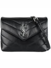 Toy Loulou Strap Shoulder Bag In Quilted Leather Black - SAINT LAURENT - BALAAN 3