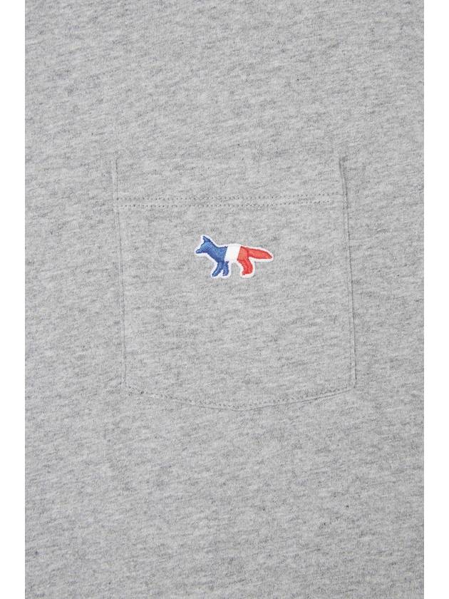 Tricolor Fox Patch Short Sleeve T-Shirt Gray Melange - MAISON KITSUNE - BALAAN.